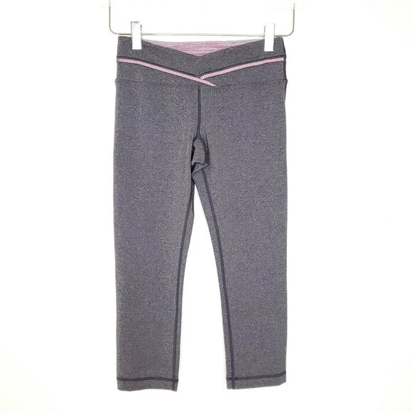 Lululemon Priiti Crop Leggings 4 Heathered Coal Gym Yoga Running - Picture 1 of 9